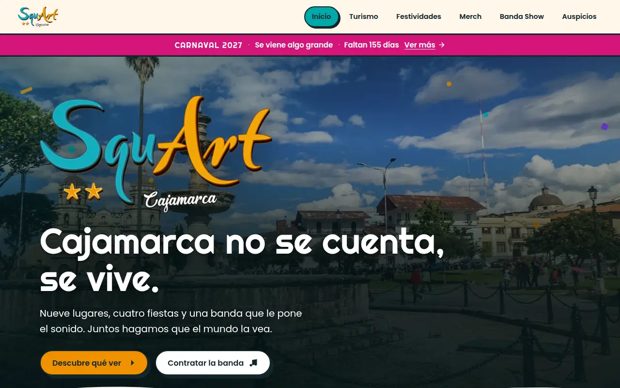 Captura de la portada de squartcajamarca.pe